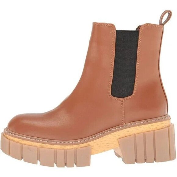 Madden Girl Women's Pheobee Leather Chelsea Boot In Cognac Paris Size 5.5 - Picture 4 of 8